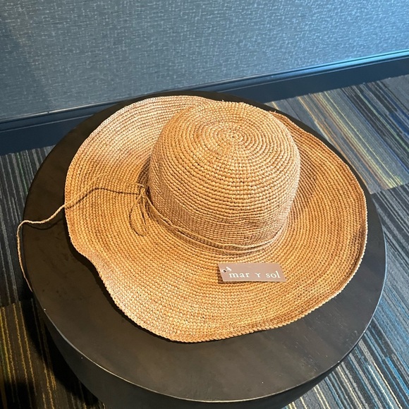 NWT Mar y Sol Grace Raffia Crocheted Sun Hat Natural - Picture 7 of 8